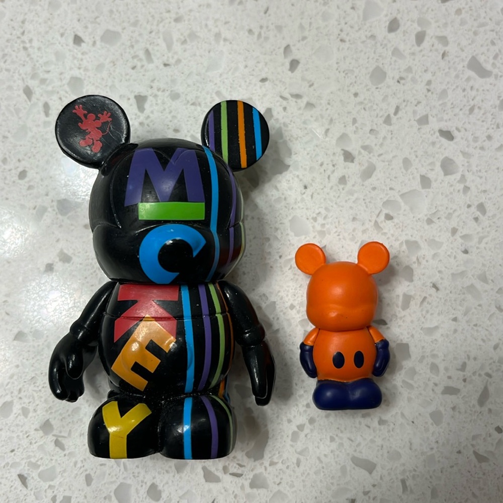 Mickey Mouse Vinylmation 3" Figure Black with Multi Color Stripes